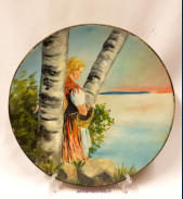 KERA,Kotimainen k�sinmaalattu savinen sein�lautanen, signeeraus. EN, halkaisija n.26 cm, 1kpl, 60�/kpl