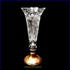 KRISTALLIMALJAKKO, hopeajalka,jossa kaiverrus Rauman kev�tajot -63,Korkeus,n.24 cm,halkaisija,n. 9,5 cm,1kpl,95�/kpl ( Tuote nro / Item #110KR )