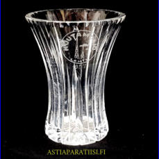 K�sinhiottu kristallimaljakko, Kaiverrus Kuutamoajo Lahti, 1957,Korkeus,n. 13 cm,halkaisija,n. 10 cm,1kpl,75�/kpl ( Tuote nro / Item #122KR )
