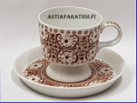 ARABIA,Ali ruskea,kahvikuppi, Design:Kaj Franck,Koristeen suunnitellut Raija Uosikkinen,NA malli,Kupin korkeus n. 6,8 cm, halkaisija n.6,8 cm,Suunniteltu vuonna 1965-1970, 5 kpl,28�/kpl ( Tuote nro 151 Q )