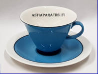 ARABIA,Harlekin sininen kahvikuppi ,Design:Inkeri Leivo,Kupin korkeus n. 7 cm, halkaisija n.9 cm,Suunniteltu vuonna 1988-1997, 2 kpl, 45�/kpl ( Tuote nro 164 Q )