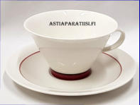 ARABIA,Harlekin Red Hat Teekuppi,Design:Inkeri Leivo,Kupin korkeus n. 7,5 cm, halkaisija n.11,2 cm,Suunniteltu vuonna 1988-1993, 5 kpl, 48�/kpl ( Tuote nro 168 Q )