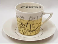 ARABIA,Kes� II laatua kahvikuppi keltainen K�sinmaalattu,Design:Esteri Tomula,malli Kaarina Aho,Kupin korkeus n. 6,7 cm, halkaisija n. 7 cm,Suunniteltu vuonna 1957-1961, 0kpl( Tuote nro 173 Q )