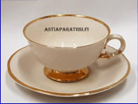 ARABIA,Kultakoriste kahvikuppi,Design:Olga Osol,Malli Svea Granlund,Kupin korkeus n. 5,6 cm, halkaisija n. 9,2 cm,Suunniteltu vuonna 1948-1992, 9 kpl, 29�/kpl ( Tuote nro 178Q )