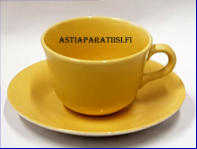ARABIA,keltainen retro kahvikuppi,malli RL ,Design:Olga Osol,Kupin korkeus n. 5,7 cm, halkaisija n. 7,8 cm,Suunniteltu vuonna 1955-1973, 2kpl, 28�/kpl ( Tuote nro 188Q )