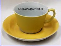 AARABIA,keltainen retro kahvikuppi,malli EP  ,Design:Greta Lisa J�derholm ,Kupin korkeus n. 5,5 cm, halkaisija n. 8 cm,Suunniteltu vuonna 1933-1970, 0kpl,  ( Tuote nro 190Q )