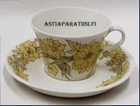 ARABIA,Keltakukka kahvikuppi, Design:Esteri Tomula,Kupin korkeus n.6 cm, halkaisija n. 8,4 cm, Suunniteltu vuonna 1966-1970,0kpl, ( Tuote nro 203Q )