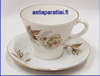 ARABIA, Juhlaruusu kahvikuppi, Design:Raija Uosikkinen,Kupin korkeus n.6,5 cm, halkaisija n. 8,2 cm, Suunniteltu vuonna 1965 � 1975, 6 kpl, 29�/kpl ( Tuote nro 254Q )