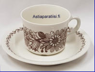 ARABIA,Elina kahvikuppi,Design:Esteri Tomula (koriste), G�ran B�ck (malli),Kupin korkeus n.5,7 cm, halkaisija n. 7,4 cm, Suunniteltu vuonna 1975, 3 kpl, 28�/ kpl ( Tuote nro 284Q )