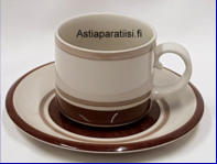 ARABIA,Pirtti teekuppi,Design: Raija Uosikkinen,Anja Jaatinen-Winquistin malli M, Kupin korkeus n.6,8 cm, halkaisija n. 7,7 cm, Suunniteltu vuonna 1969-1985, 3kpl , 22�/ kpl ( Tuote nro 335Q )