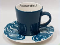 IITTALA, Aika Graphic Blue espressokuppi /mokkakuppi,Design:Heikki Orvola,Kupin korkeus n.6,3 cm, halkaisija n. 6 cm, lopetettu 2009, 6kpl , 19�/ kpl ( Tuote nro 339Q )