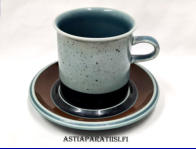 ARABIA,Meri Iso Teemuki malli S, Design:Ulla Procop�,Suunniteltu vuonna 1964 , korkeus n.9 cm, halkaisija n.8,5 cm, kpl,,58�/kpl ( Tuote nro 381Q )