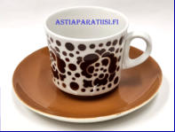 ARABIA ,kahvikuppi, puhalluskoriste retro,Malli: G�ran B�ck. Vuosi 1969-75,Kupin korkeus n. 6,2 cm, halkaisija n.6,8 cm, 1 kpl,32�/kpl, ( Tuote nro 408 Q )