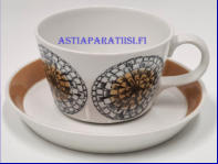 ARABIA,Keh�kukka kahvikuppi ja lautanen, Design:Esteri Tomula,Kupin korkeus n. 5 cm, halkaisija n.8 cm,Suunniteltu  1965-70-luvulta, 0 kpl,( Tuote nro 427Q )