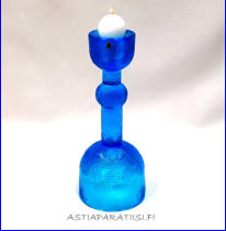NUUTAJ�RVI,Miranda kynttil�njalka / K��nt�maljakko vaaleansinisen,Design: Heikki Orvola,Valmistettu 1970-luvulta,mitat Korkeus,n.19,6 cm, halkaisija n. 8 cm, 0 kpl,( Tuote nro / Item #109C )