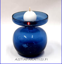 IITTALA, kynttil�njalka sininen,Design:Erkki Vesanto,Valmistettu 1965-1970-luvulta,mitat Korkeus,n.9 cm, halkaisija n. 8 cm, 2 kpl,35�/kpl( Tuote nro / Item #108C )