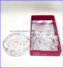 RIIHIM�EN LASI,kynttil�njalka  Design:Nanny Still,1974-luku,halkaisija n.9 cm, 2kpl, 45�/kpl ( Tuote nro / Item #185C )