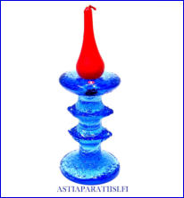 IITTALA,Festivo kynttil�njalka, sininen 2 solmua Design:Timo Sarpaneva,mitat Korkeus,n.12,5 cm, halkaisija n. 7,5 cm,ei Signeerattu,0 kpl,( Tuote nro / Item #186C )