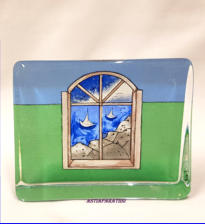 IITTALA, pieni lasikortti Vapaana merell�, Design:Helj� Liukko-Sundstr�m,leveys n. 9,7 cm, korkeus n. 8 cm,1kpl,45�/kpl