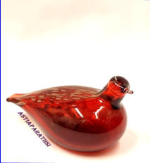 MUURLA,Tilhi -lasilintu punainen,k�sit�y suomen luonnosta,korkeus 6,3 cm, leveys 10,7 cm x 6 cm,1kpl,45�/kpl