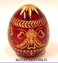 Ven�l�inen kristallimuna,(Russian St Petersburg  engraved handcrafted glass Easter egg collector) / Ven�l�inen Pietari ker�ilij�  lasi kaiverrettu k�sity�n�, lasi p��si�ismuna.Korkeus n. 7,5 cm, halkaisija n.6 cm,0kpl