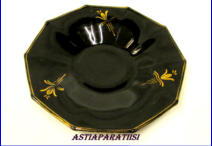 Kotimainen musta lasilautanen, n. 15,5cm, 1kpl. 20�/kpl