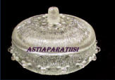 Lasipurkki lasikannella,Korkeus,n.7,5 cm,halkaisija,n. 11 cm,1 kpl,35�/kpl