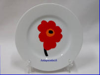 MARIMEKKO,Unikko punainen  pullalautanen / leip�lautanen, Design:Maija Isola , lautanen halkaisija n.18 cm, Suunniteltu vuonna 2001, 0 kpl, ( Tuote nro 203PL )