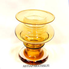 RIIHIM�EN LASI,Tornado lasimaljakko amber/ meripihkan v�rinen, Design:Tamara Aladin,signeerattu,Valmistettu:1970-76-luku,Korkeus n.16 cm, halkaisija n.16 cm 1kpl,98� /kpl ( Tuote nro / Item #122MA )