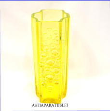 RIIHIM�EN LASI,Presto lasimaljakko keltainen, Design:Tamara Aladin,Valmistettu:1968-72-luku,Korkeus n.28 cm, halkaisija n.10,5 cm X 11 cm ,1 kpl,145� /kpl ,( Tuote nro / Item #128MA )