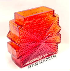 RIIHIM�EN LASI,Kometti lasimaljakko oranssi "Harvinainen ", Design:Nanny Still,Valmistettu:1968-69-luku,Korkeus n.18,3cm, halkaisija n.20 cm X 7,3 cm ,0 kpl,( Tuote nro / Item #143MA )