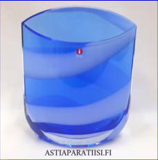 IITTALA, Lido  maljakko sininen valkoinen, Design:Tiina Nordstr�m, tuotannossa 1997-luku,Korkeus n.18,3 cm, halkaisija n.15 cm,1 kpl,158� /kpl ( Tuote nro / Item #182MA )
