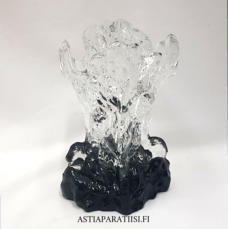 HUMPPILA LASI,harmaa-kirkas lasi maljakko,Design: Pertti Santalahti,valmistettu  1970-luku,Korkeus n.19,5 cm, halkaisija n.12,5 cm,1 kpl,78� /kpl ( Tuote nro / Item #242MA )