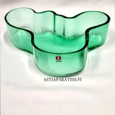 IITTALA, Aalto koivunvihre� lasia maljakko,Design:Alvar Aalto.Merkitty Aktia signeeraus pohjassa,Korkeus 5 cm, halkaisija n. 19 cm 1kpl,88� /kpl ( Tuote nro / Item #253MA )