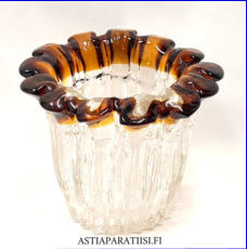 HUMPPILA LASI,Lasimaljakko,  Design:Tauno Wirkkala,Signeerattu,Korkeus n. 14,5 cm, leveys n.18,5 cm,1 kpl,64�/kpl ( Tuote nro / Item #267MA )