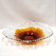 HUMPPILA LASI,Tarjoiluvati/ kulho, Revontulet,Design:Tauno Wirkkala,Korkeus n. 6 cm, leveys n.28 cm,1 kpl,44�/kpl ( Tuote nro / Item #270MA )