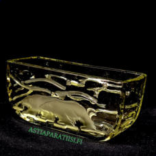 RIIHIM�EN LASI, j��karhu Kellert�v�� malja ,1940-luku,Design:Antti Salmenlinna,Korkeus n. 6,5 cm, halkaisija 13,8 cm x 5,4 cm,1kpl,129�/kpl  ( Tuote nro / Item #317MA )