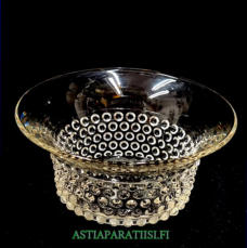 NUUTAJ�RVI, N�ppyl� lasimaljakko / kulho kirkas v�ri , Design: Saara Hopea,Valmistettu:1952-71-luku,Korkeus n.8 cm, halkaisija n.17,5 cm ,1 kpl,38� /kpl ( Tuote nro / Item #325MA