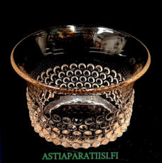 NUUTAJ�RVI, N�ppyl� lasimaljakko / kulho kirkas v�ri , Design: Saara Hopea,Valmistettu:1952-71-luku,Korkeus n.9 cm, halkaisija n.15 cm ,1 kpl,38� /kpl ( Tuote nro / Item #324MA