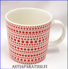 IITTALA, Teema Kulku muki  punainen sesonkituote Kastehelmi,Suunniteltu vuonna 2011,korkeus n.8 cm, halkaisija n.8,3 cm, 4 kpl, 38 �/kpl,( Tuote nro 133 P )