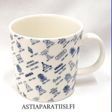 ARABIA,  K�y tehtaalla "Factory Visit " muki,korkeus n.8 cm, halkaisija n.8,3 cm, 4 kpl, 39 �/kpl,( Tuote nro 156 P )