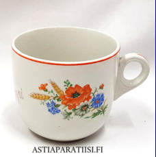ARABIA, Ruusu koriste muki,"Is�n kuppi"1930-luku, piippuleima,korkeus n.8 cm, halkaisija n.8,7 cm, 0 kpl, ( Tuote nro 200 P )