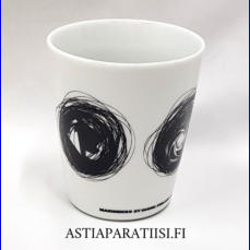 MARIMEKKO,motor 2003 muki ilman kahvaa "korvaton", musta-valkoinen Design: Marjaana virta, korkeus n.9,5 cm, halkaisija n.8,2 cm, ,0 kpl, ( Tuote nro 233 P )
