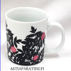 MARIMEKKO, Ruusupuu kahvimuki,Design: Maija Isola 1957/2005 ,korkeus n.9cm, halkaisija n.7,5 cm, 2 kpl, 44 �/kpl,( Tuote nro 259 P )