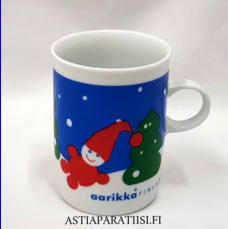 AARIKKA, jouluaiheinen Tonttu muki ,korkeus n.8,8 cm, halkaisija n.6,3 cm, 0 kpl, ( Tuote nro 275 P )