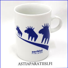 AARIKKA, Hirvi- sarjan muki,korkeus n.8,8 cm, halkaisija n.6,3 cm, 2 kpl, 15 �/kpl,( Tuote nro 277 P )