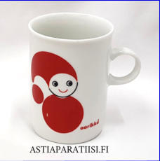 AARIKKA, jouluaiheinen Tonttu muki, pieni� naarmuja,korkeus n.8,8 cm, halkaisija n.6,3 cm, 0 kpl, ( Tuote nro 276 P )