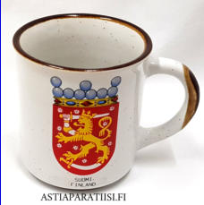 KERMANSAVI, Suomi Finland-vaakuna muki ,korkeus n.9 cm, halkaisija n.8,3 cm,1 kpl, 34 �/kpl,( Tuote nro 339 P )