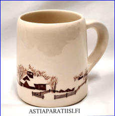ARABIA,ker�ilymuki lapin maisema korkeus n.10 cm, halkaisija n.7,5 cm, ,1 kpl,38 �/kpl,( Tuote nro 358 P )