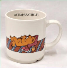 ARABIA,Forte, Uppo-Nalle muki, Design:Hannu Taina,Valmistusvuosi, 1987-1989,korkeus n.8,5 cm, halkaisija n.7,5 cm, 0 kpl, ( Tuote nro 375 P )